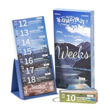 Imagem de Calendário diário 2026, planejador de palavras positivas, com base magnética, tema de desafio semanal, calendário diário, para casa, local de trabalho, dormitório, apartamento, casa, quarto, escola