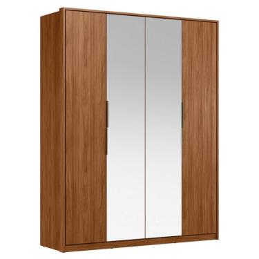 Imagem de Guarda Roupa Casal 4 Portas Com Espelho E 3 Gavetas Attore Nogueira Touch