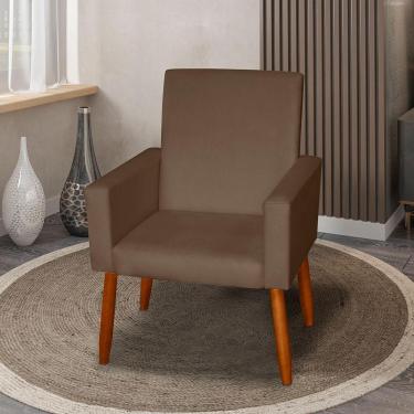 Imagem de Poltrona Decorativa Mel Material Sintético Marrom Sky Mobile