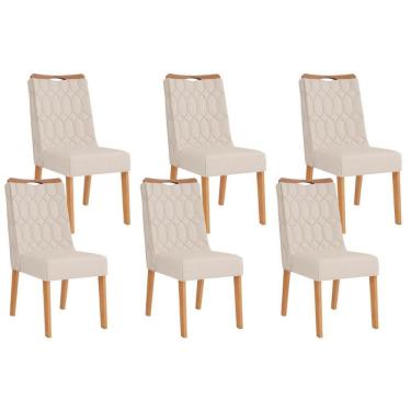 Imagem de Cadeira Sala De Jantar Bia Kit 6 Un Cedro-linho Neve - Dj Móveis