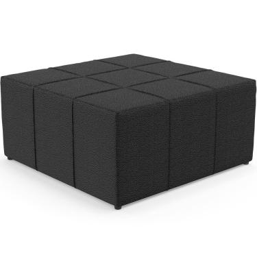 Imagem de Puff Decorativo Para Sala De Estar Quadrado Milano 90x90cm W01 Bouclê Preto