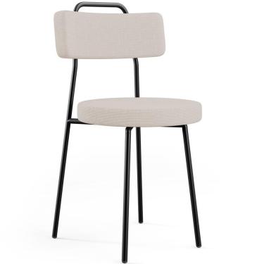 Imagem de Cadeira Decorativa Estofada Para Sala De Jantar Barcelona L02 Linho Bege