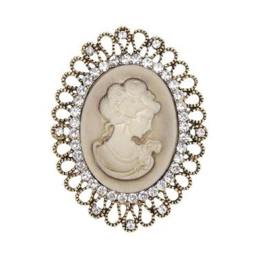 Imagem de Broche De Cabeça Feminino Com Strass E Personagem, Alfinete De Lapela 