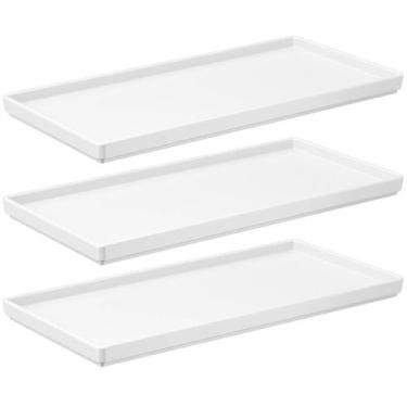 Imagem de Jogo 3 Pratos 27x13cm Brancos Uno Coza Plástico Servir Bandejas Decora