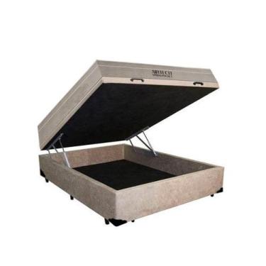 Imagem de Cama Box Baú Viúva 128 Suede bege com Colchão Ortobom Airtech Pocket D