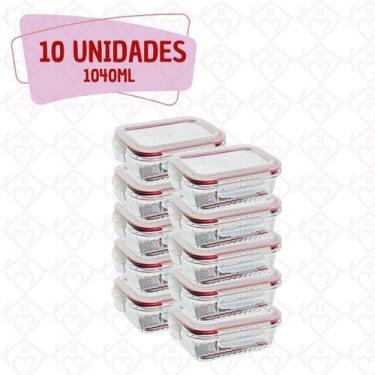 Imagem de 10 Potes Canelado Tampa Forte Hermetico 1040ml Forno/Airfryer - Belo V