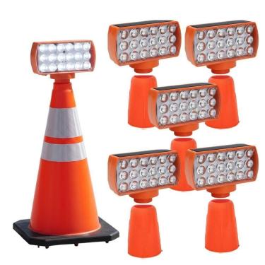 Imagem de Sinalizador Solar Viario Kit 5 Duas Cores Cone Alerta Seguranca Noturna Rodovia Alerta Obra Estrada Avenida Transito