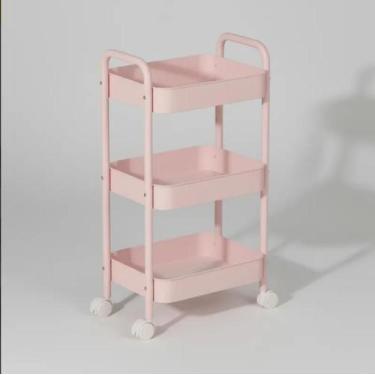 Imagem de Carrinho Multiuso Metal Organizador Com 3 Prateleiras - Koti, rosa