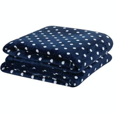 Imagem de Manta Queen Petit Poa Flannel Microfibra 1 Peça - Marinho - Bia Enxova