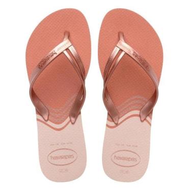 Imagem de Chinelo Havaianas Feminino Elegance Print, Rosa clay, 39-40