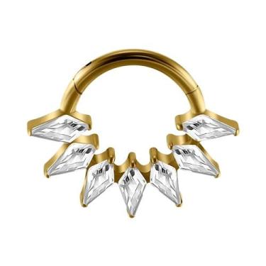 Imagem de Piercing De Titânio Sólido Com Zircônia E Design De Folha, Argola Arti