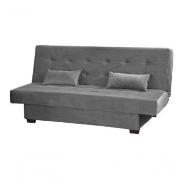 Imagem de Sofá Cama Casal 3 Lugares Laila Veludo Chumbo - MATRIX