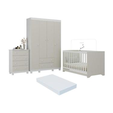 Imagem de Quarto de Bebê Completo com Berço Americano 3 em 1 Colchão Incluso All