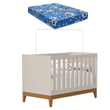 Imagem de Berço Americano Flip Areia Acetinado Com Colchão - Reller - RELLER MÓV