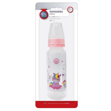 Imagem de Kit Mamadeira Bico 240Ml + Chupeta De Silicone - Rosa
