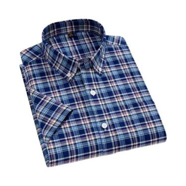 Imagem de Camisa Oxford Xadrez Masculina Oversized 11XL 10XL 9XL 100% Algodão Ca