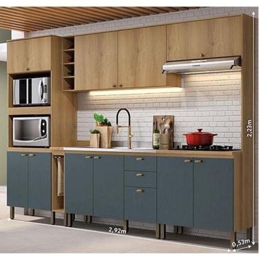 Imagem de Cozinha Modulada Finesse Ambiente Composição 21 Capuccino Azul - Thb