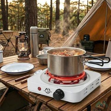 Imagem de Fogareiro Elétrico Espiral 1 Boca 1000W Camping Acampamento 127V Branc