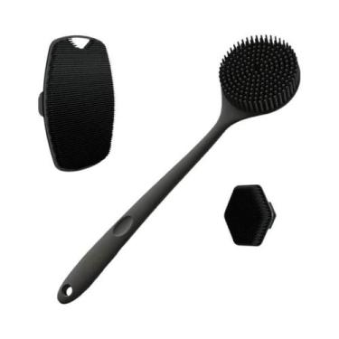 Imagem de Conjunto De Escovas De Banho De Silicone Macio Com 3 Peças, Cabo Antid