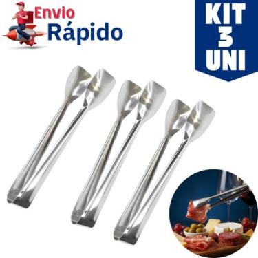 Imagem de KIT 3 Pegador de Frios 18Cm de Carne Gelo Fruta Inox Resistente Utensi