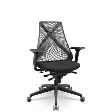 Imagem de Cadeira Escritório Bix X+ Presidente Slider PU Poliéster Preto Plaxmetal