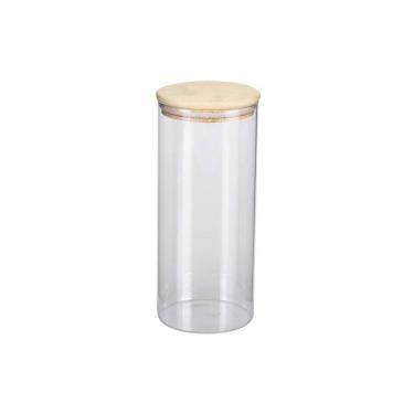 Imagem de Pote Borea Oikos Redondo de Vidro com Tampa de Bambu Hermética 1,6L