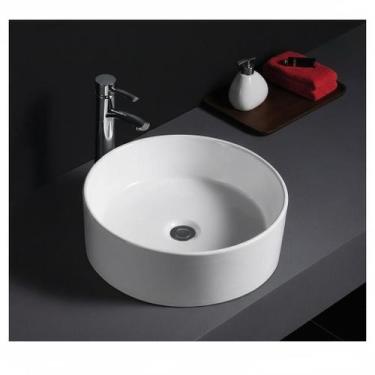 Imagem de Cuba Pia Banheiro Lavabo de Apoio Ceramica Sobrepor Branco Redonda 30x