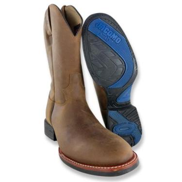 Imagem de Bota Texana Masculina Jácomo Bico Redondo Crazy Amêndoa Escuro Ref. 20