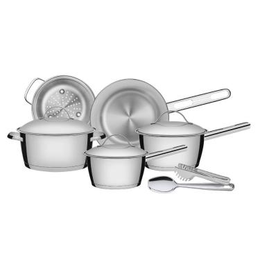 Imagem de Jogo de Panelas Aço Inox 5 Peças Allegra Colher e Pegador Tramontina