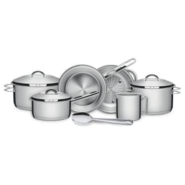 Imagem de Jogo Panelas Solar Inox 6 Peças Fundo Triplo e Colher Tramontina