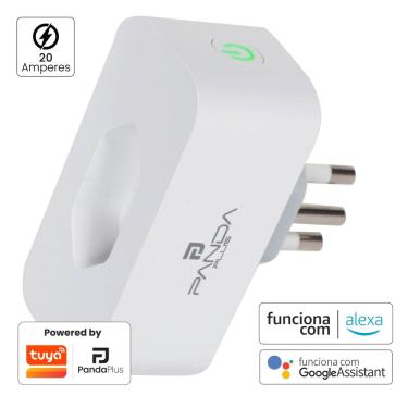 Imagem de Tomada Inteligente Wifi 16A/20A Medidor Consumo App Panda Plus Alexa Google Tuya Comando Voz Bivolt
