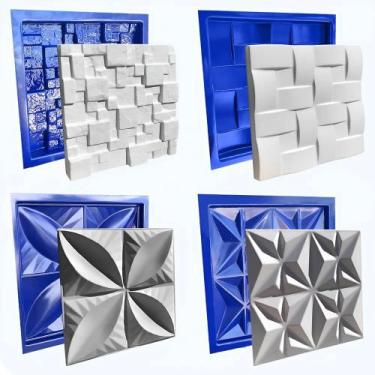 Imagem de Conjunto 4 Moldes Formas 3d Gesso Ou Cimento Abs Azul - Xmol - Congrat