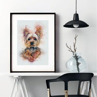 Imagem de Quadro Aquarela Yorkshire - 60x48cm