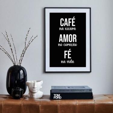 Imagem de Quadro Fé Café E Deus Cuidando Da Gente - 60x48cm