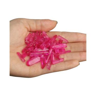 Imagem de Contas De Quartzo Cristalino Bruto Revestidas De Titânio Com Furo Supe