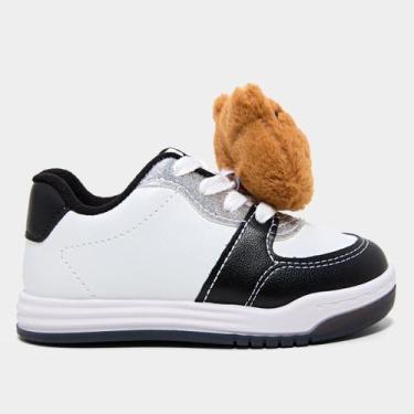 Imagem de Tênis Infantil Molekinha Menina, Branco, Preto, 24