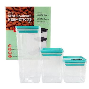 Imagem de Kit Organizador Hermético Dubai Verde Tiffany 5 Litros - UNITERMI