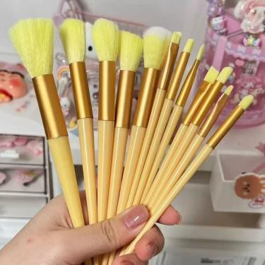 Imagem de Conjunto de Pincéis de Maquiagem 13 Unidades para Olhos Lábios Sobrancelhas Pó Sombra Base e Blush com Cerdas Super