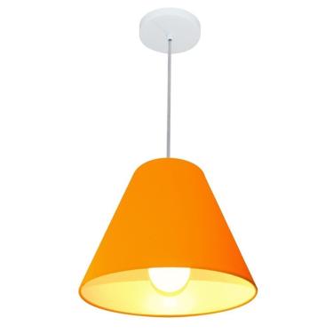 Imagem de Lustre Pendente Md-4028 com Cúpula em Tecido Formato Cone Pequeno Fio Ajustável Laranja...