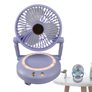 Imagem de Ventilador de Mesa Dobrável Portátil 3 W 3 Velocidades Lilás BSL3813 com Iluminação LED...