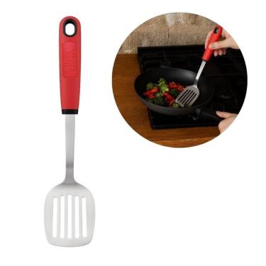 Imagem de Espátula Perfurada Aço Inox Silicone com Alça para Mexer Virar e Escorrer Alimentos Ver...