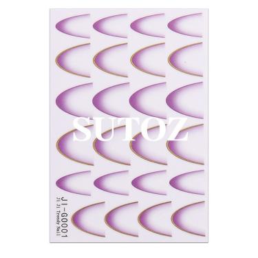 Imagem de Adesivo de Unhas Ji-g0 para Decoração Linha Francesa 3D Gradiente Azul Rosa Roxo Verde OEM