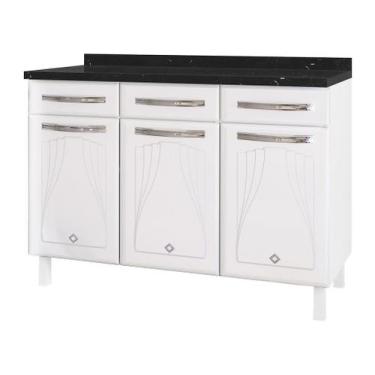 Imagem de Balcão de Cozinha Telasul Aço 3 Portas 3 Gavetas Cristal, Branco