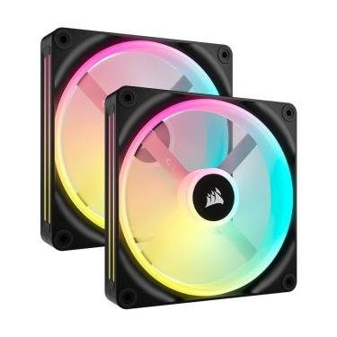 Imagem de Kit Com 2 Ventoinhas Corsair iCUE LINK QX140, 140mm, RGB, Preto - CO-9051004-WW-Unissex