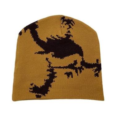 Imagem de Gorro De Malha Jacquard Com Estampa De Caveira Quente, Acessório De Mo