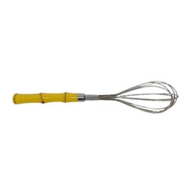Imagem de BATEDOR DE OVOS DE ACO INOX C/CABO DE PLASTICO BAMBU NATURAL 23,5cm - 
