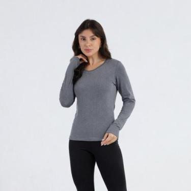Imagem de Blusa Térmica Feminina Manga Longa Proteção Uv Cor:CinzaTamanho:M - Li
