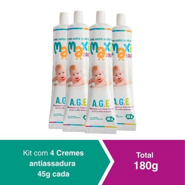 Imagem de Kit 4 Creme Pomada Antiassadura Vit A.G.E  180g Maxi Baby