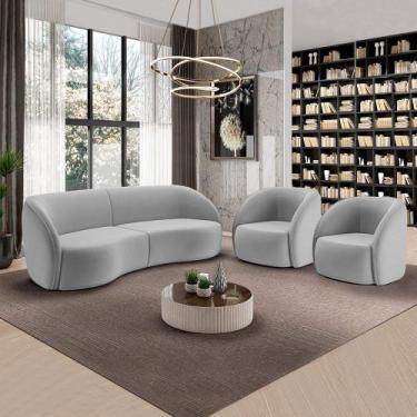 Imagem de Conjunto Sofá Sala de Estar Bipartido 288cm e 2 Poltronas Clarke Velud