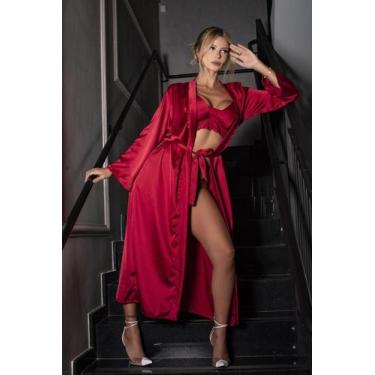 Imagem de Robe longo em cetim sofiticado - Garota veneno, Vermelho, G